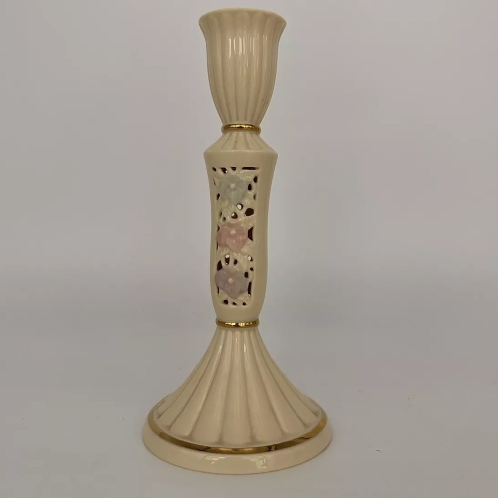 PartyLite Candle Holder Spring Blossom Taper 8 1/4" Tall Looks Like Lenox